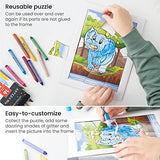Arteza Kids Jigsaw Puzzle Kit, 5 Safari Puzzles, 16 Crayons, 6 Tubes of Glitter Glue, 5 Frames, DIY and Screen-Free Kids’ Activities for Ages 3 and Up, Christmas, Birthday Gifts for Boys and Girls