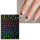 JMEOWIO 9 Sheets Star Nail Art Stickers Decals Self-Adhesive Pegatinas Uñas Colorful Nail Supplies Nail Art Design Decoration Accessories