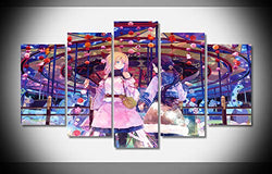 Canvastyle 5pcs Original Anime Girl Friend Girls Cute Beautiful Dress Long Hair PYl Artwork Stretched and Framed Modern Canvas Wall Art