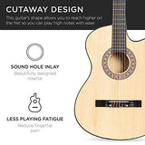 Best Choice Products Beginner Acoustic Guitar Starter Set 38in w/Case, All Wood Cutaway Design, Strap, Picks, Tuner - Natural