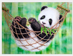 MAXLEAF 5D Full Diamond Painting Kits Creative DIY Art Craft Cute Panda with Diamonds for Kids Adults (Panda Playing on a Swing)