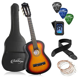 Ashthorpe 30-inch Beginner Acoustic Guitar Package (Sunburst), Basic Starter Kit w/Gig Bag, Strings, Strap, Tuner, Picks