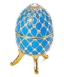 Sparkling Blue Egg Shaped Musical Jewelry Box with Crystallized Swarovski Elements playing Waltz of