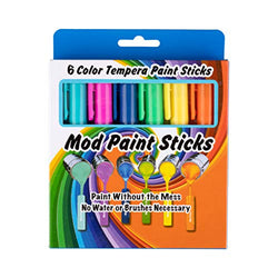 Mod Paint Sticks - Washable Solid Tempera Paint Markers - Non-Toxic, Quick Drying, and No Mess Paint Sticks - Color Art Supplies Set for Kids and Families - (6 Pack) - ModFamily