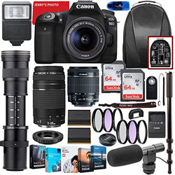 Canon EOS 90D DSLR Camera with 18-55mm STM & 75-300mm III Lens Bundle + CO 420-800mm Zoom Telephoto + Premium Accessory Bundle Including 2 x 64GB Memory, Filters, Software Package, Backpack & More
