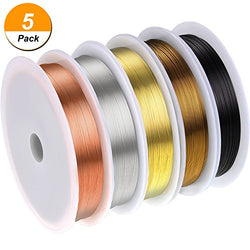 Shappy 5 Rolls 26 Gauge Copper Wire Tarnish Resistant Jewelry Beading Wire for Jewelry Making, 5