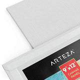 Arteza Canvas Panels 9x12 Inch, White Blank Pack of 14, 100% Cotton, 12.3 oz Primed, 7 oz Unprimed, Acid-Free, for Acrylic & Oil Painting, Professional Artists, Hobby Painters & Beginners