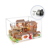 WYD Chinese Building Model Large Courtyard Loft Scene Dollhouse Creative Assembled Toy Gift with LED Light Movement Wooden Miniature House Kit