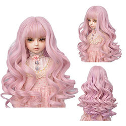 MUZI Wig 1/3 BJD SD Doll Hair Wig Heat Resistant FiberLong Wave Curly Pink Color Doll Hair for 1/3 SD BJD Doll