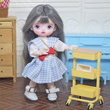 SISON BENNE 16cm BJD Doll 1/8 1/12 Mini SD Dolls Ball Jointed Doll DIY Toys with Full Set Clothes Shoes Wig Makeup,Best Gift for Girls (4#)