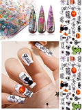 30 Rolls Halloween Nail Foil Transfer Stickers, Kalolary Nail Decals with Halloween Pumpkin Spider Vampires Devil Design Nail Art Accessories Halloween Nail Wraps for Girls Women DIY Nail Decoration