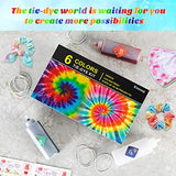 Tie Dye Kits, Emooqi 6 Colors 120Ml Permanent One Step Tie Dye Set, with Gloves, Rubber Bands,Apron and Table Covers. Vibrant Dye for Textile Craft Arts Shirt Canvas T-shirt Clothing DIY Party Project