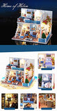 Danni DIY Assemble Dollhouse Toy Wooden Miniature Doll Houses Handmade Doll House Toy with Furniture Led Lights Toys for Children Gift