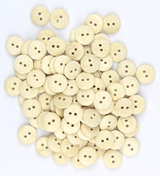 RayLineDo Pack of 100pcs 15mm Plain Wood 2 Hole Round Sewing Crafting Scrapbooking DIY Buttons