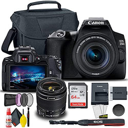 Canon EOS 250D / Rebel SL3 DSLR Camera with 18-55mm Lens + Creative Filter Set, EOS Camera Bag + Sandisk Ultra 64GB Card + 6AVE Electronics Cleaning Set, and More (International Model) (Renewed)