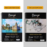 Bianyo Mixed Media Paper Pad, A4 (8.26" X 11.69"), 60 Sheets/Each, 123 LB/200 GSM, Pack of 1 Pad, Spiral-Bound Pad, Ideal for Wet & Dry Media Like Art Marker, Watercolor, Acrylic, Pastel, Pencil