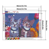 Diamond Painting Kit 16x12 Inch, 5D DIY Diamond Painting Kits for Adults, 2 Cats Pattern Full Drill Painting by Number Kits for Adults for Wall Decor Gift (C)