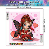 Diamond Painting Kits for Adults, YALKIN DIY 5D Diamond Painting Big Eye Elf Girl (13.8x13.8 inch) Paint by Number with Gem Art Drill Dotz Diamond Painting Kits for Kids for Home Wall Décor Bird Love