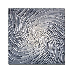 Diathou Art- 24x24 inches Abstract Art Paintings on Canvas Silver Gray and Light Blue Gradient Color Abstract Artwork Modern Home Decor Canvas Wall Art Ready to Hang as Living Room Bedroom