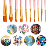 JOINREY Paint Brush Set,50 Pcs Round Pointed Tip Paintbrushes Nylon Hair Artist Acrylic Paint Brushes for Acrylic Oil Watercolor, Face Nail Art, Miniature Detailing and Rock Painting (Rose Pink)