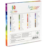 Artlicious - 50 Premium Distinct Colored Pencils for Adult Coloring Books - Bonus Sharpener - Color
