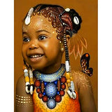 SKRYUIE 5D Full Drill Diamond Painting Smiling Little African Girl by Number Kits, Paint with Diamonds Arts Embroidery DIY Craft Set Arts Decorations (12x16 inch)