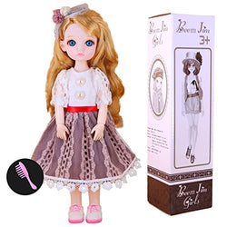 Beem Jun 1/6 BJD Dolls 11 Inch 13 Removable Ball Joints Dolls for Age 3+ Girls Kawaii Fashion Dolls Adorable Cute Doll Kids Toy with Clothes and Gold Hair Christmas Birthday Gift for Girls