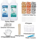 Epoxy Resin Clear Crystal Coating Kit 19.1oz - 2 Part Casting Resin for Art, Craft, Jewelry Making, River Tables, Bonus Gloves, Measuring Cup, Wooden Sticks, Dropper, Gold Foil Flakes and Tweezers
