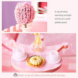 DIY Miniatures Dollhouse Kits 1:24 Scale Simple Castle Model Building Dollhouse for Beginner Easy to Assemble Cute Furniture Accessories Toys Mini Pink Princess Bedroom with Music Box Dust Cover