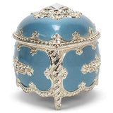 Blue Silver Crystals Heart Metal Jewelry Music Box Plays Somewhere Out There