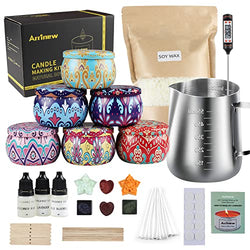 Soy Candle Making Kit, DIY Scented Candle Making Supplies for Adults & Beginners, Full Set Candle Maker Set with Melting Pot, Jars, Soy Wax, Dyes, Wicks, Sticker, Thermometer, Fragrance Oils