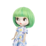 MUZI WIG Doll Hair Wigs for Blythe Dolls with 9~10 inch Head, Short BOBO Stlye Heat Resistant Synthetic Doll Hair Accessories (Green)