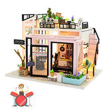 Spilay DIY Miniature Dollhouse Wooden Furniture Kit,Handmade Mini Modern Model Plus with Dust Cover & Music Box ,1:24 Scale Creative Doll House Toys for Children Lover Gift(Time Studio)