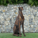 Glitzhome GH50609 Set of 2 Sitting Greyhound Dog Outdoor Statue, Bronze