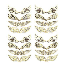 JANOU 80pcs Angel Wings Wood Slices Wooden Cutouts Unfinished Wood DIY Craft Embellishments Gift Ornaments Decoration, 2.4x1 in