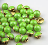 RayLineDo 25Pcs Pearl Green Half Resin Dome Cap Copper Base Crafting Sewing DIY Buttons-13mm