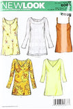 New Look Sewing Pattern 6086 Misses Tops, Size A (10-12-14-16-18-20-22)