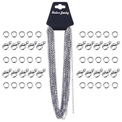 Outus 33 Feet Stainless Steel DIY Link Chain Necklaces with 20 Lobster Clasps and 30 Jump Rings for