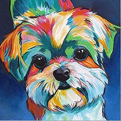 New DIY 5D Diamond Painting Kits Diamond Embroidery Art Painting Pasted Paint By Number Kits Stitch Craft Kit Home Decor Wall Sticker - Colorful Dog, 30x30cm