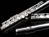 Glory Silver Plated Intermediate Open/Closed Hole C Flute with Case,Tuning Rod,Polish Cloth,Joint Grease,a pair of Gloves and screw driver