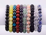 Stone Beads Box Kits 240pcs Round Loose Gemstone 8mm Natural Amethyst Black Obsidian Lava Stone