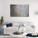 Yihui Arts Autumn Painting On Canvas White Tree Wall Art Large Landscape Falling No Leaves Artwork for Bar Club Decoration Ready to Hang