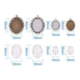 Pandahall Elite 2 Sizes Flat Oval Trays (20 Pcs) with Glass Cabochon Dome Tiles Clear Cameo (20