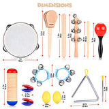 Toddler Educational & Musical Percussion for Kids & Children Instruments Set 18 Pcs - with Tambourine, Maracas, Castanets & More - Promote Fine Motor Skills, Enhance Hand to Eye Coordination,