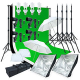 LINCO Lincostore Photo Video Studio Light Kit AM169 - Including 3 Color Backdrops (Black/White/Green) Background Screen