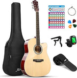 Moukey 41" Acoustic Guitar for Beginner Adult Teen Full Size Guitarra Acustica with Chord Poster, Gig Bag, Tuner, Picks, Strings, Capo, Strap Right Hand - Natural