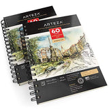 Arteza Mixed Media Sketchbook, 5.5 x 8.5 Inches, 60 Sheets, 110 lb, Micro-Perforated Spiral-Bound Pad, for Wet and Dry Media, Sketching, Drawing, and Painting