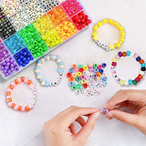 LIS HEGENSA DIY Kids Craft Beads with Pony Beads Alphabet Beads and Elastic String, Colorful Charms Friendship Bracelet Kit for Custom Necklaces Bracelets and Jewelry Decorations 1300 Pieces