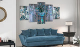 Teal and Turquoise Canvas Wall Art Modern Abstract Tree Diamond Painting 5 Panels Home Decor Print Artwork for Living Room