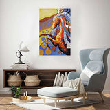 Hitecera Hand-Painted Oil Painting Horse Oil Paintings on Canvas Reflection Abstract Wall Art Decor Living Room Wall Decor 16x24inch(40x60cm)